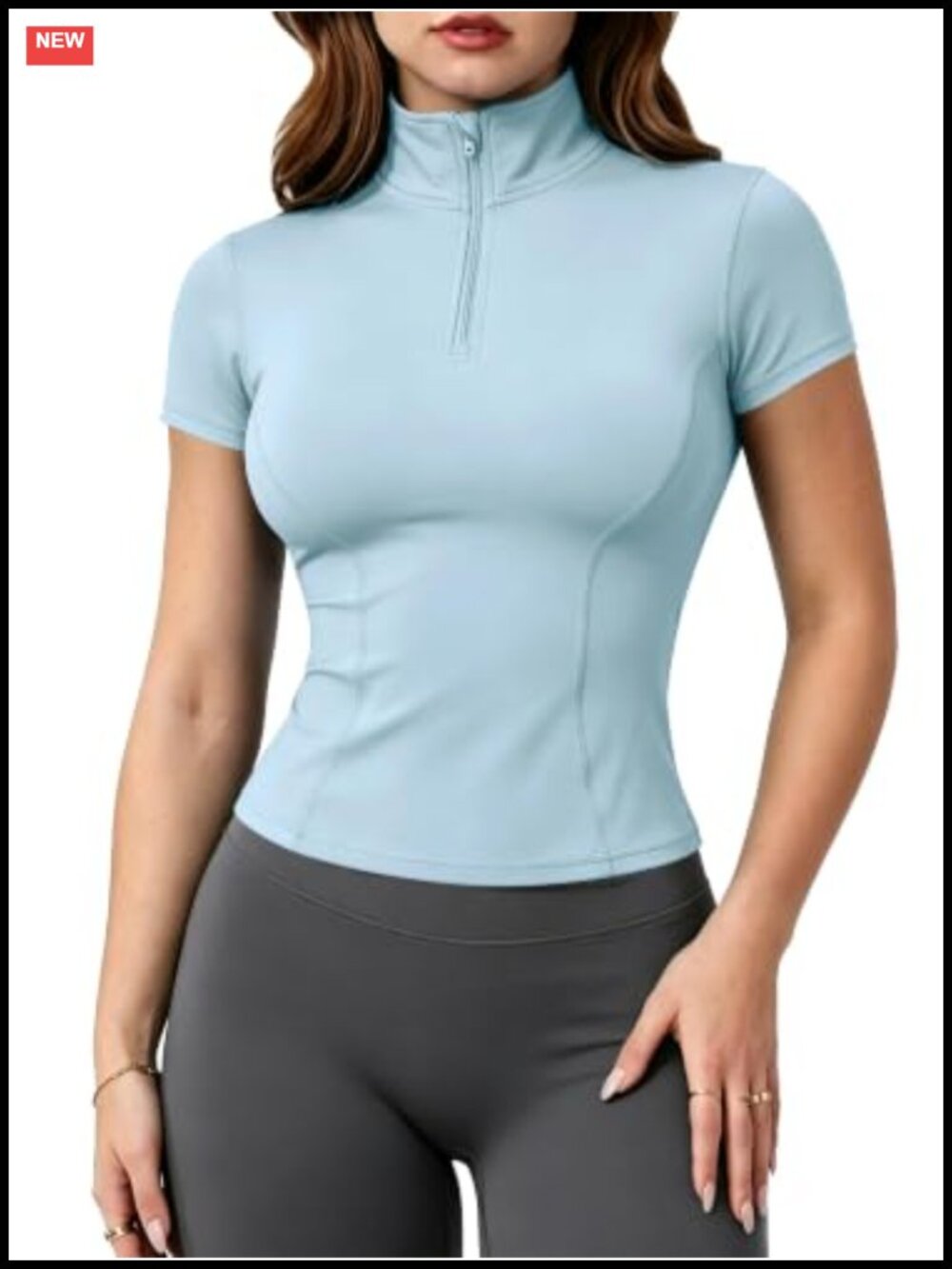 Women's Half Zip Athletic Golf Polo Shirt Slim Fit Short Sleeve Nylon Pullover